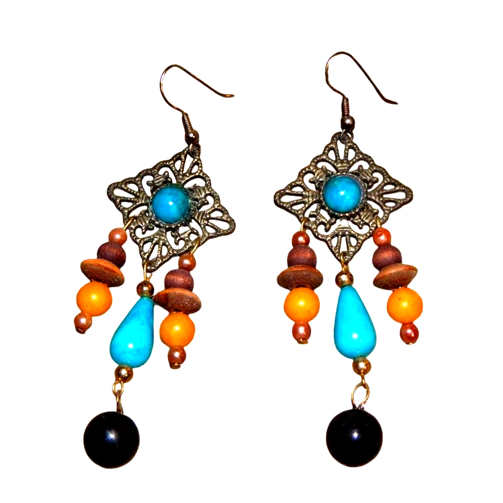 Boho Artisan Beaded Dangle Earrings 12$